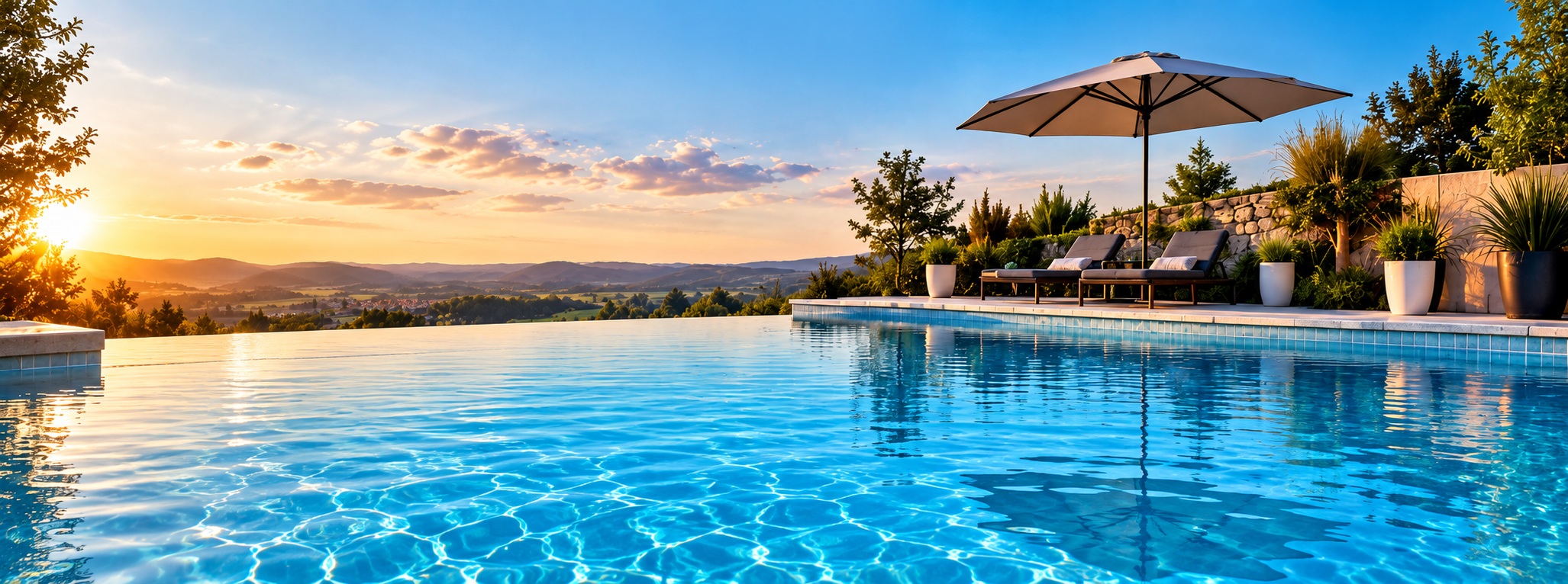 Pool bei Sonnenuntergang